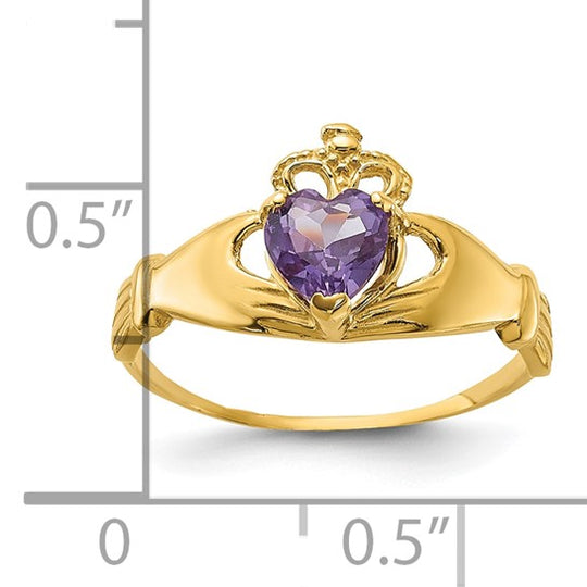 Anillo Claddagh con Piedra de Nacimiento de Junio en Oro Amarillo de 14K y Circonia Cúbica