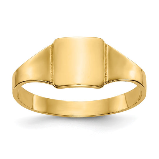 Anillo de Bebé con Sello Cuadrado Pulido en Oro de 14k