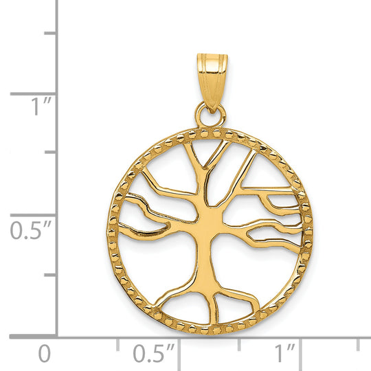 Colgante Árbol de la Vida en Marco Redondo de 14K