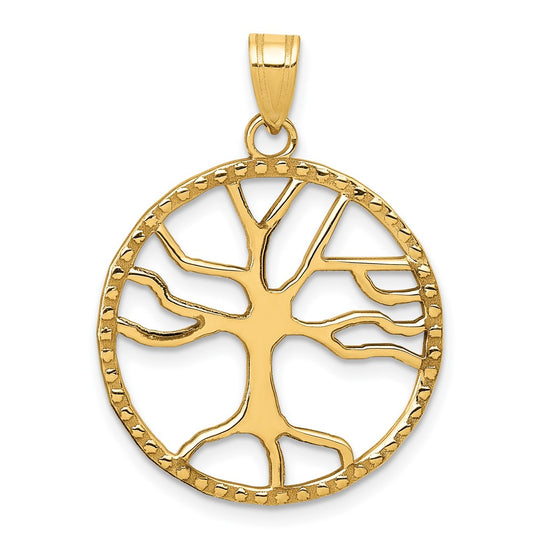 Colgante Árbol de la Vida en Marco Redondo de 14K