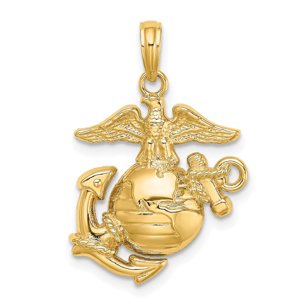 Encanto del Cuerpo de Marines pulido/texturizado de 14k