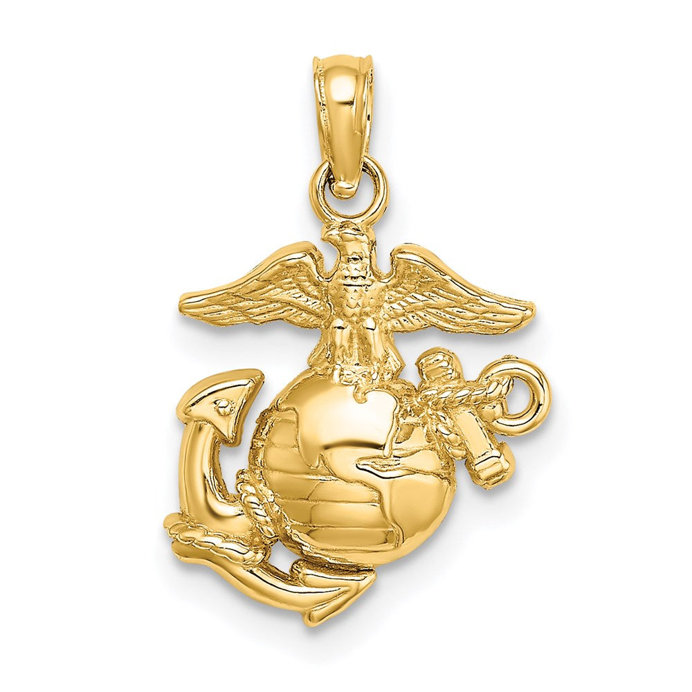 Encanto del Cuerpo de Marines Pequeño Pulido / Texturizado de 14k