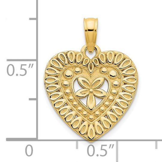 14k Oro Amarillo Colgante Corazón Elegante