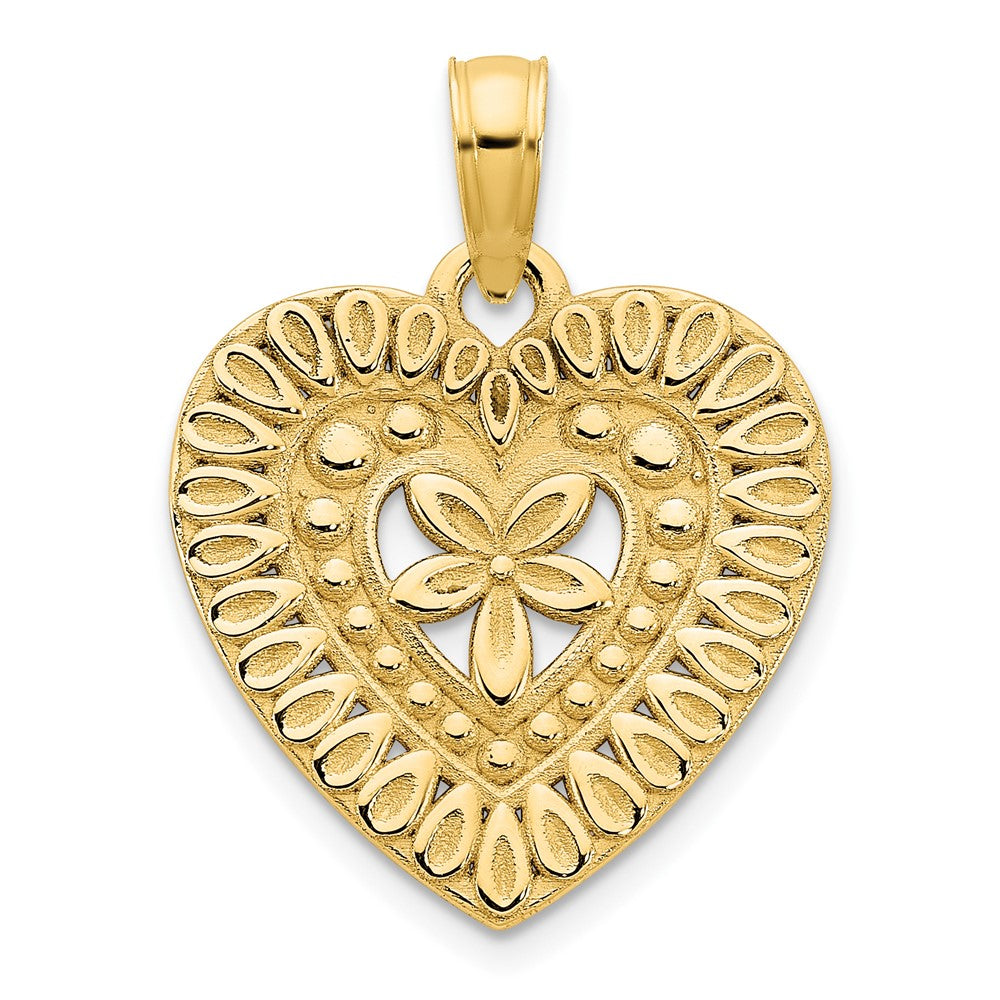 14k Oro Amarillo Colgante Corazón Elegante