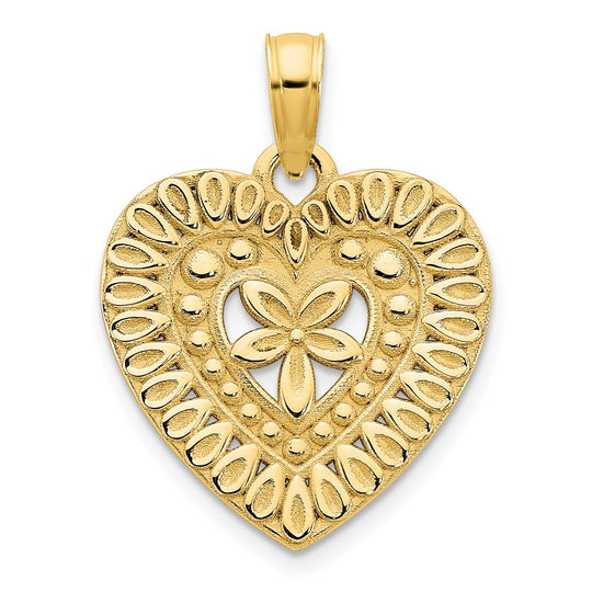 14k Oro Amarillo Colgante Corazón Elegante