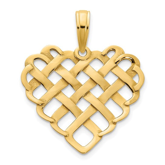 Dije de Corazón Fancy en Oro Amarillo de 14K