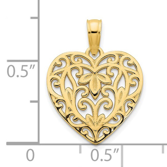 Colgante Corazón Elegante en Oro Amarillo de 14K