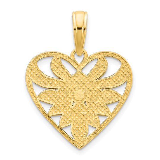 Dije de Corazón Fancy en Oro Amarillo de 14k