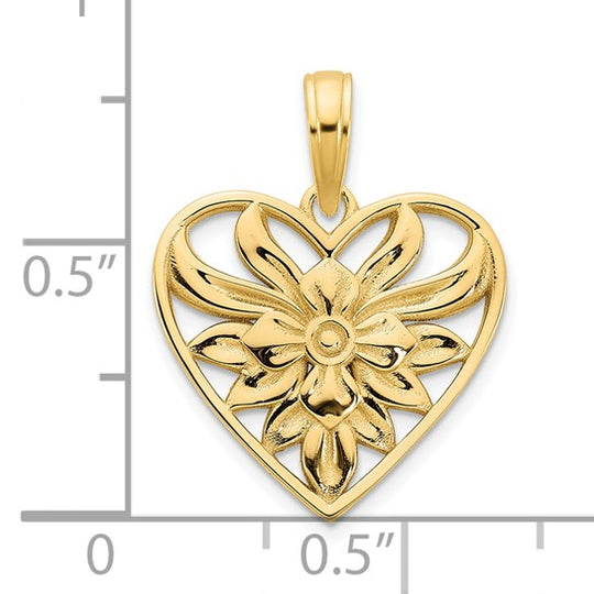 Dije de Corazón Fancy en Oro Amarillo de 14k