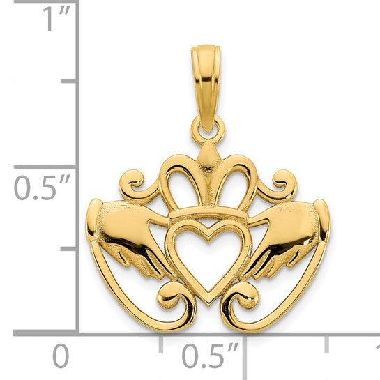 Colgante Fancy Claddagh en Oro de 14k