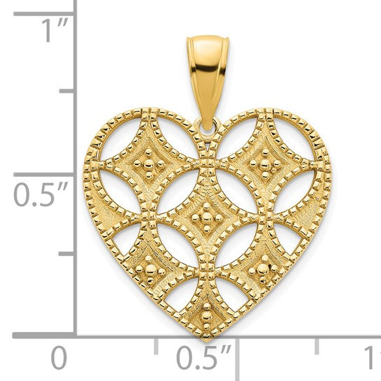 Colgante Corazón Elegante de Oro Amarillo 14K