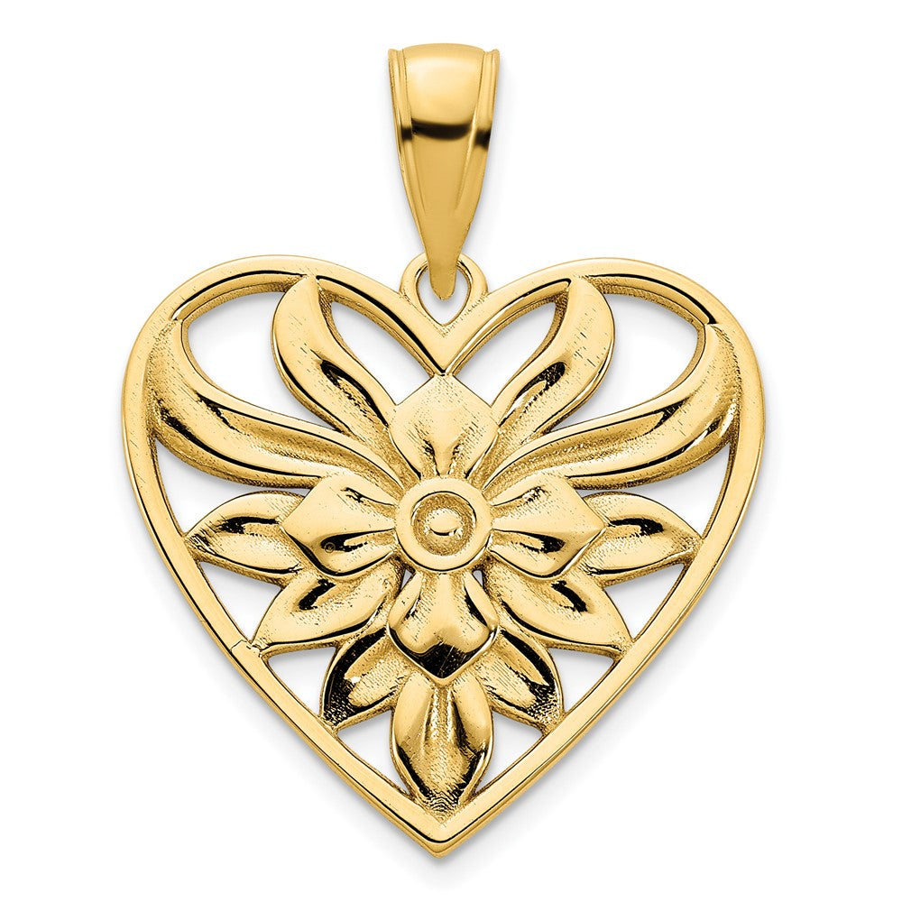 Dije de Corazón Fancy en Oro Amarillo de 14k