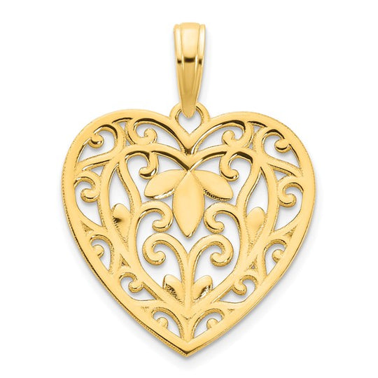 Colgante de Corazón Elegante en Oro Amarillo de 14K