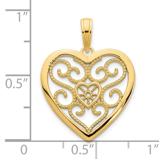 Dije Fancy Corazón en Oro Amarillo de 14K