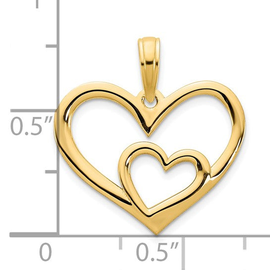 Colgante Corazón en un Corazón en Oro de 14k