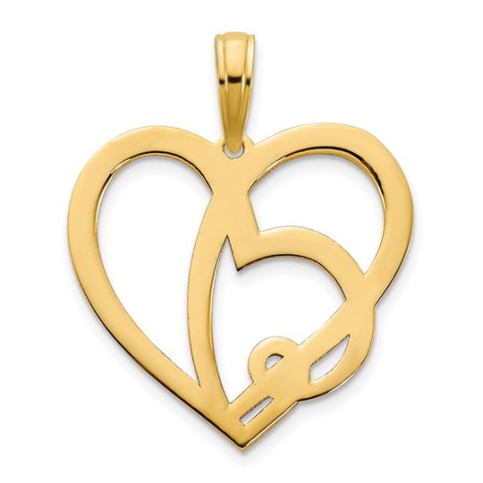 Colgante Corazón en un Corazón en Oro de 14k