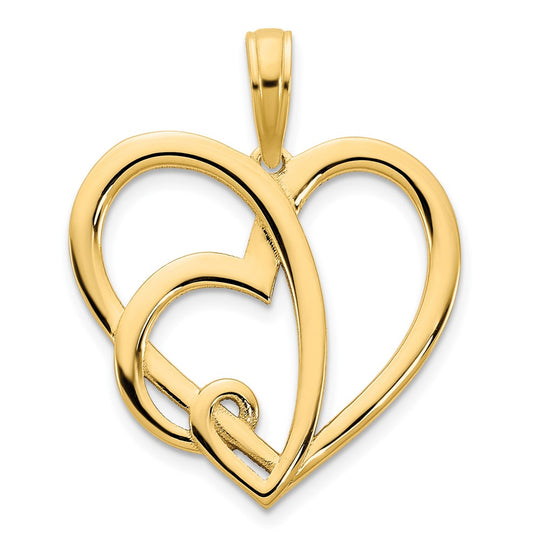 Colgante Corazón en un Corazón en Oro de 14k