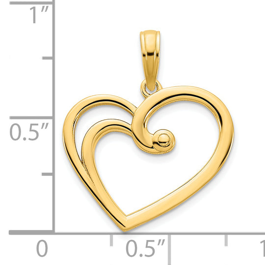 Dije de Corazón Abierto Fancy en Oro Amarillo de 14K