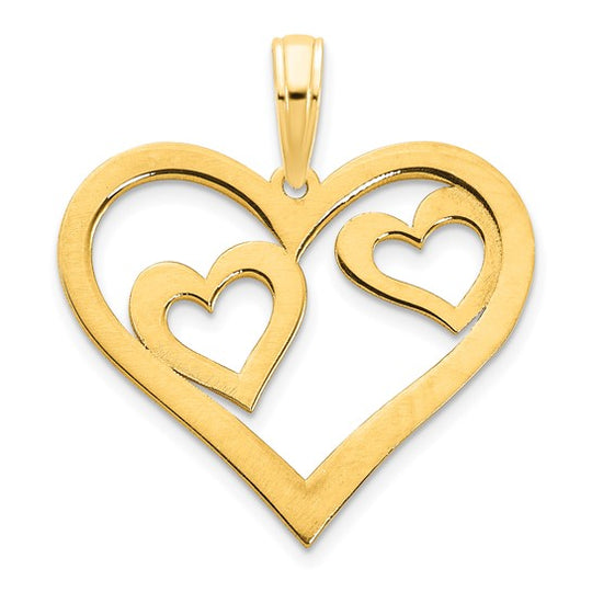 Colgante Corazón en un Corazón en Oro de 14k