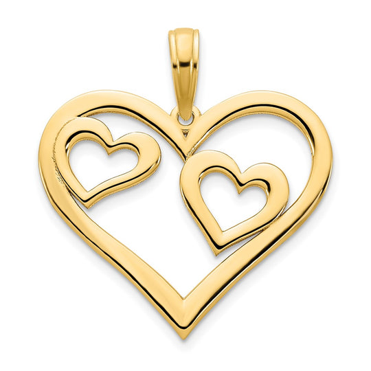 Colgante Corazón en un Corazón en Oro de 14k