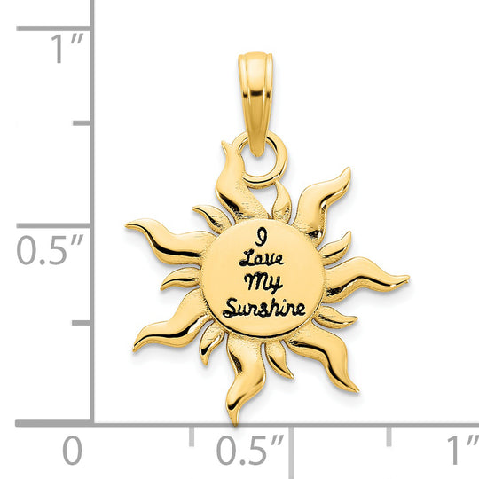 Dije Sol "I LOVE MY SUNSHINE" con Epoxi en Oro Amarillo de 14K