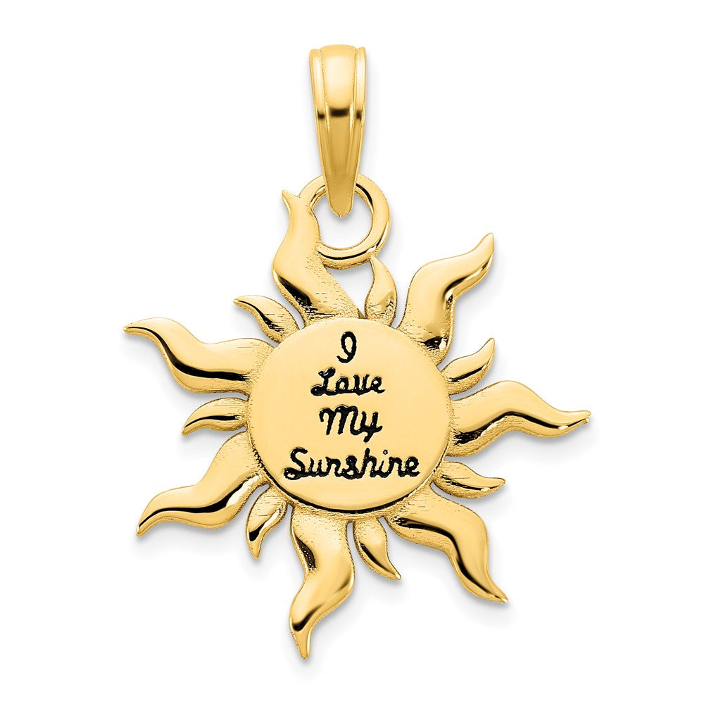 Dije Sol "I LOVE MY SUNSHINE" con Epoxi en Oro Amarillo de 14K