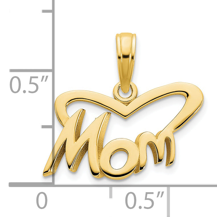 Colgante de corazón de mamá de 14 k