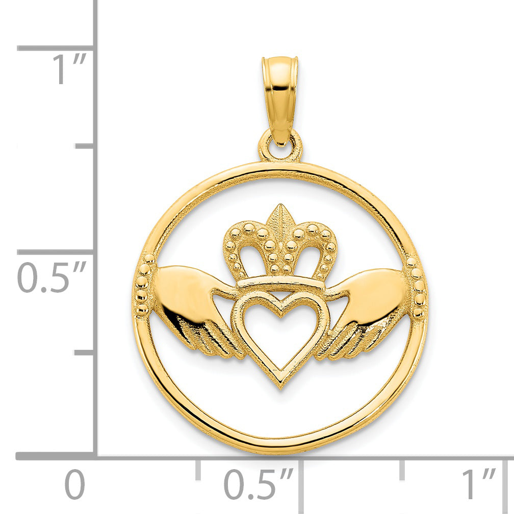 Colgante de círculo de Claddagh de 14 k