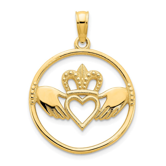 Colgante de círculo de Claddagh de 14 k