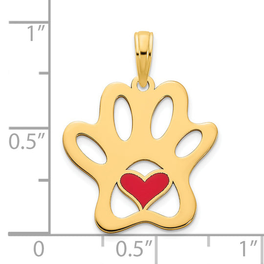 Dije de Huella de Patente con Corazón y Epoxi en Oro Amarillo de 14K