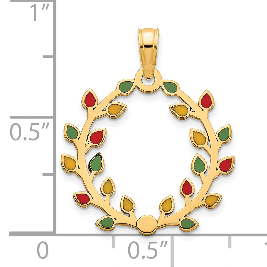 Colgante de Corona de Luces de Navidad Epóxicas en Oro Amarillo de 14K