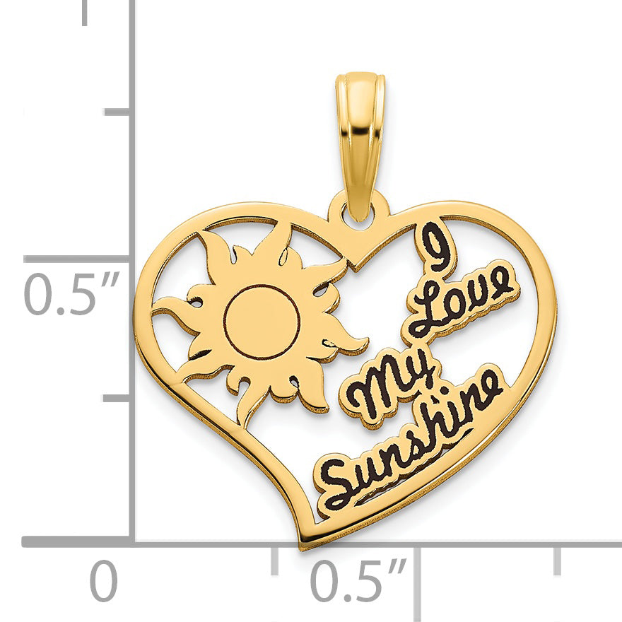 Colgante de Corazón "I Love My Sunshine" con Epóxica en Oro de 14k