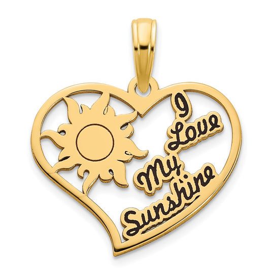 Colgante de Corazón "I Love My Sunshine" con Epóxica en Oro de 14k