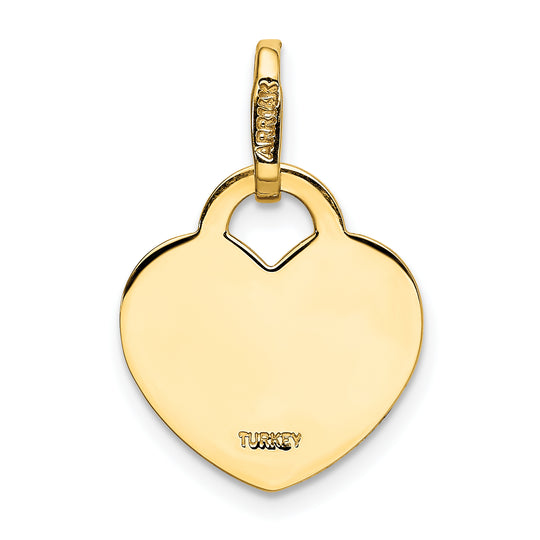 Dije de Disco con Forma de Corazón en Oro Amarillo de 14k Pulido