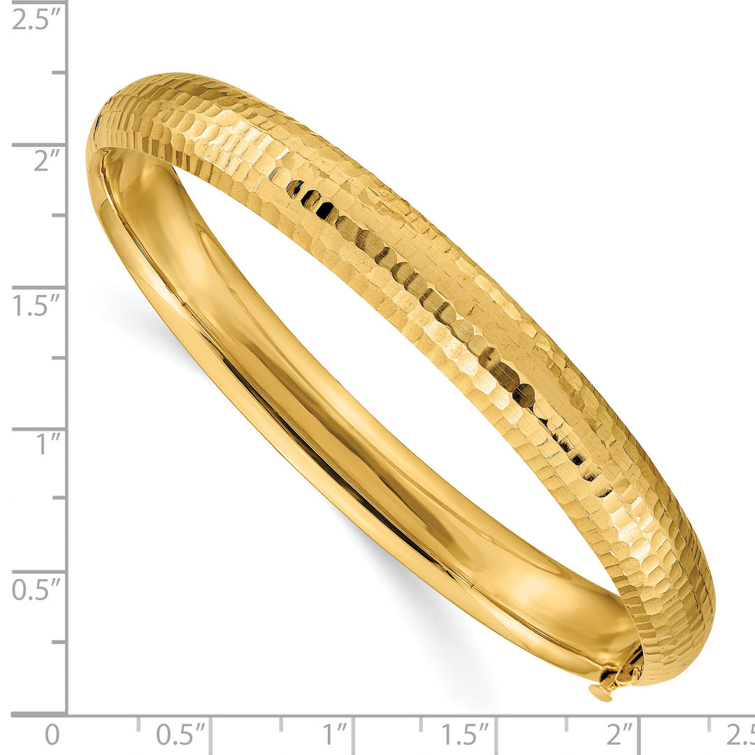 Brazalete elegante con bisagras martillado de 14k 5/16