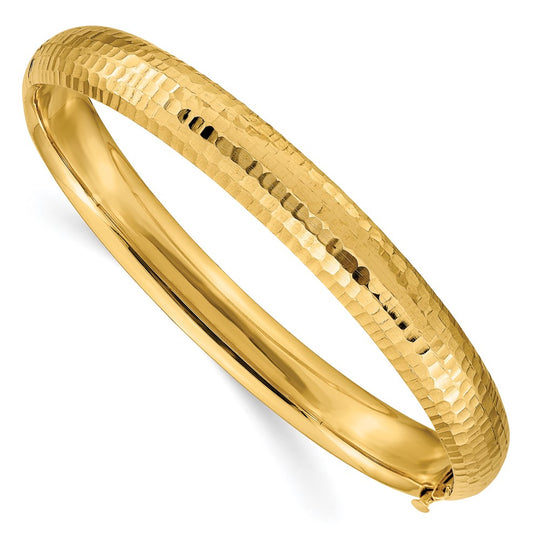 Brazalete elegante con bisagras martillado de 14k 5/16