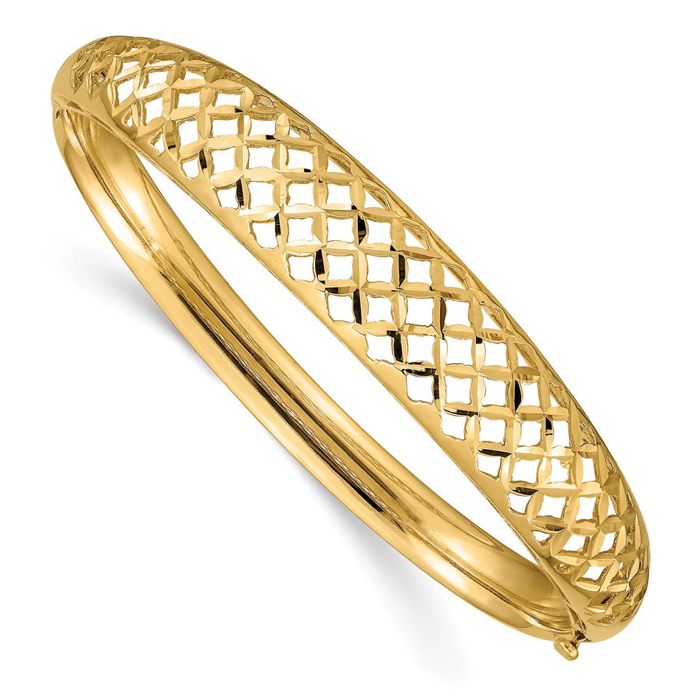 Brazalete con bisagras de tejido elegante graduado de 14 k, 6,25-12,5 mm