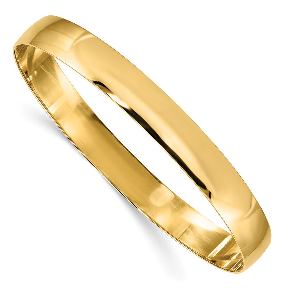 Brazalete deslizante semicircular pulido sólido de 14k y 8 mm