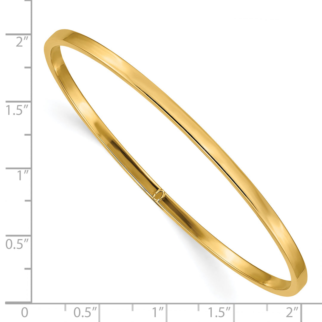 Brazalete sin cordones de tubo cuadrado pulido de 14k y 3 mm