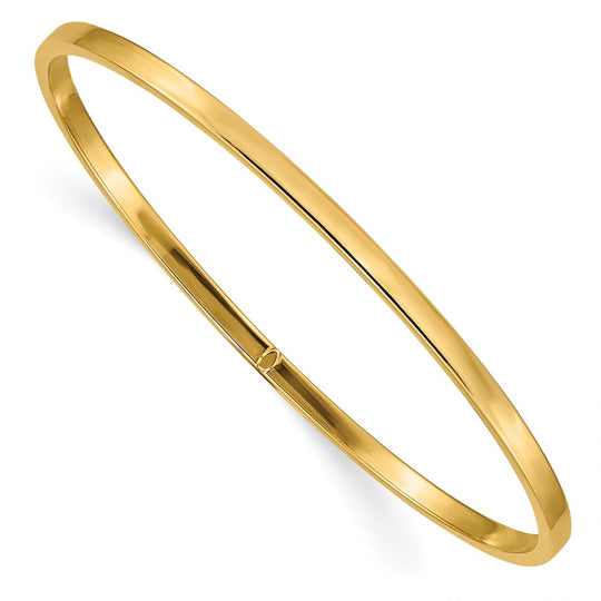 Brazalete sin cordones de tubo cuadrado pulido de 14k y 3 mm