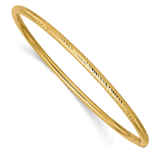 Brazalete sin cordones con tubo de corte diamante de 14k y 3 mm