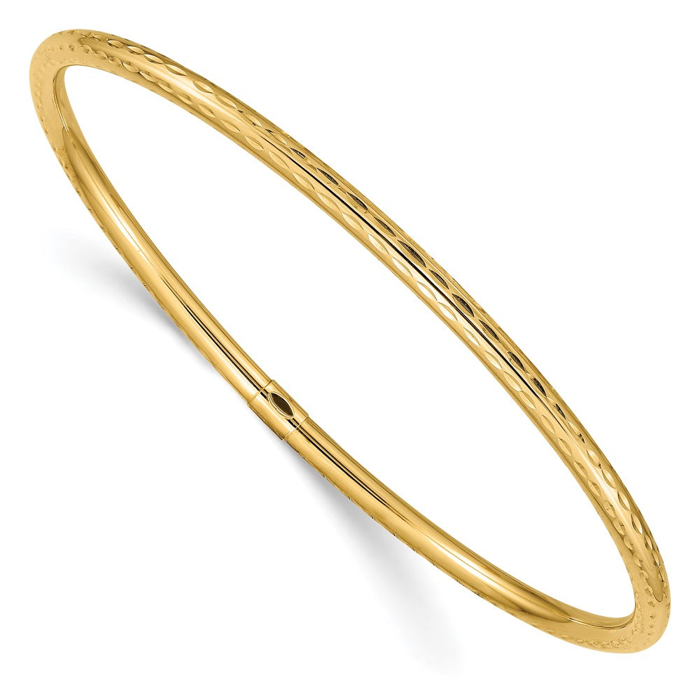 Brazalete sin cordones con tubo de corte diamante de 14k y 3 mm