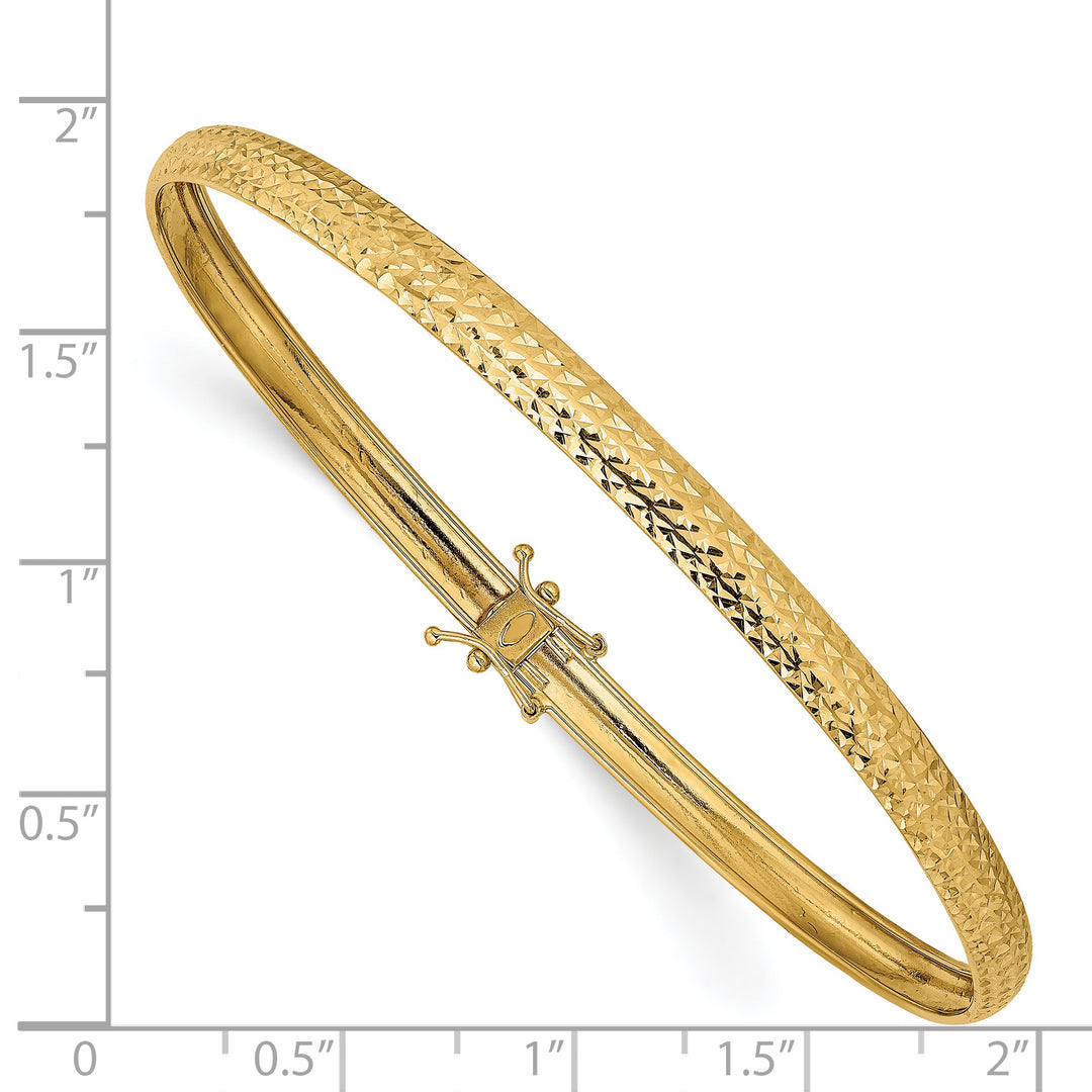 Brazalete flexible D/C pulido de oro amarillo de 14 quilates