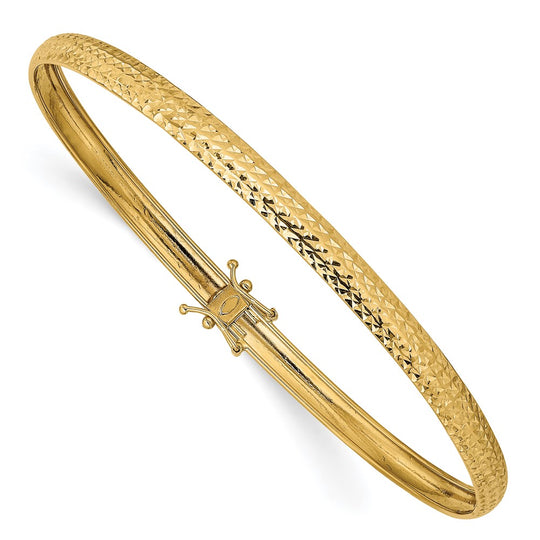 Brazalete flexible D/C pulido de oro amarillo de 14 quilates