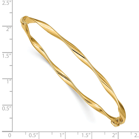 Brazalete tipo brazalete con bisagras y trenzado pulido de 14k