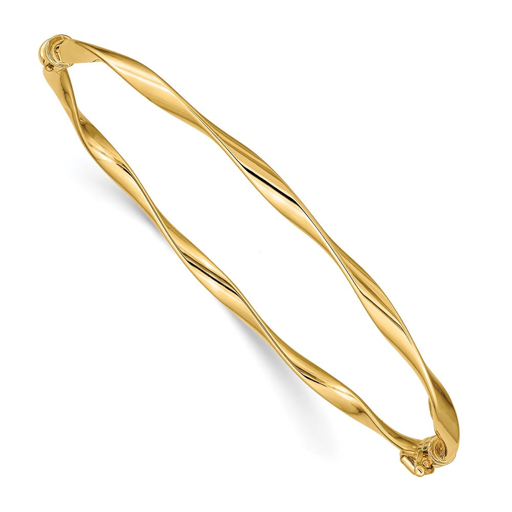 Brazalete tipo brazalete con bisagras y trenzado pulido de 14k