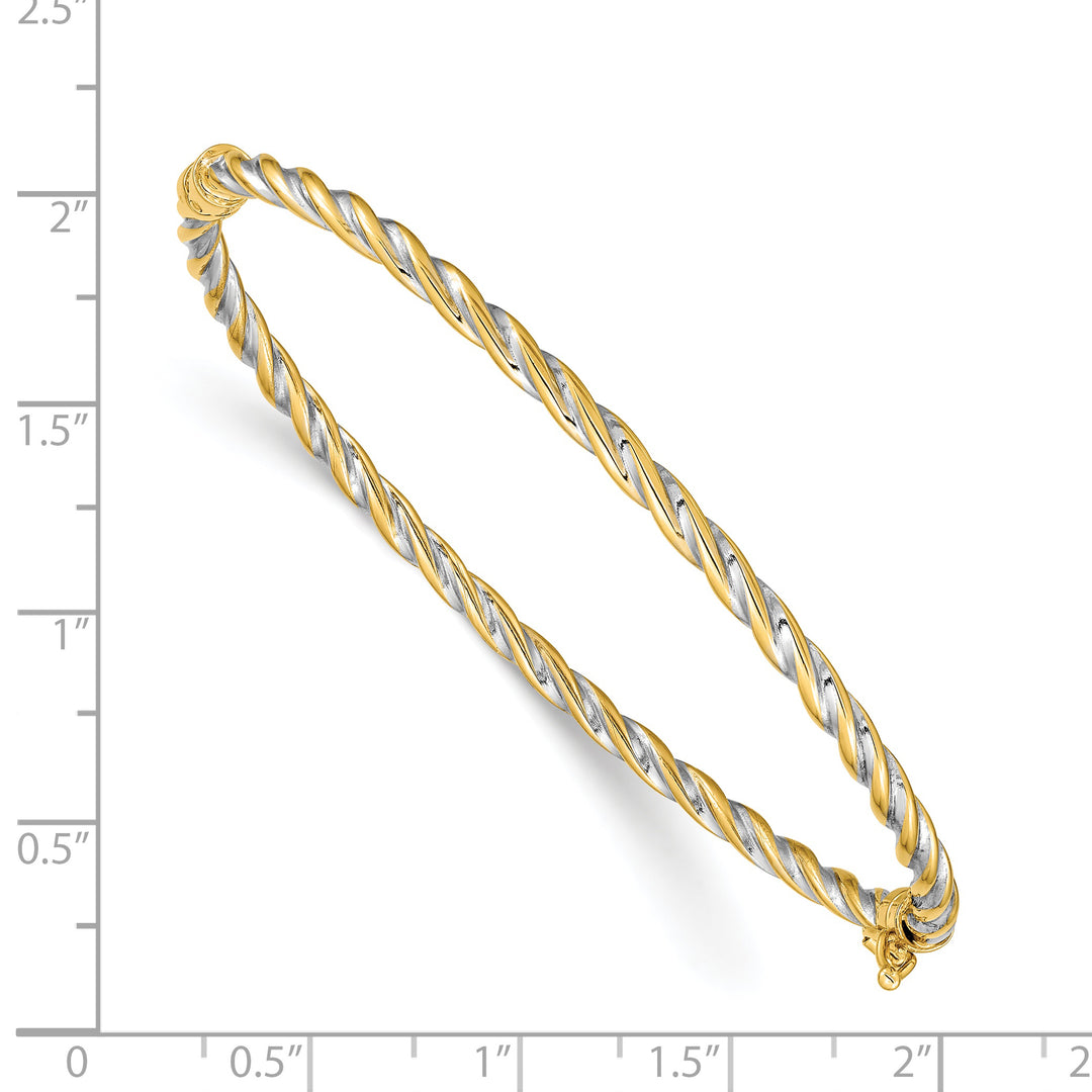 Brazalete tipo brazalete con bisagras pulido en dos tonos de 14k