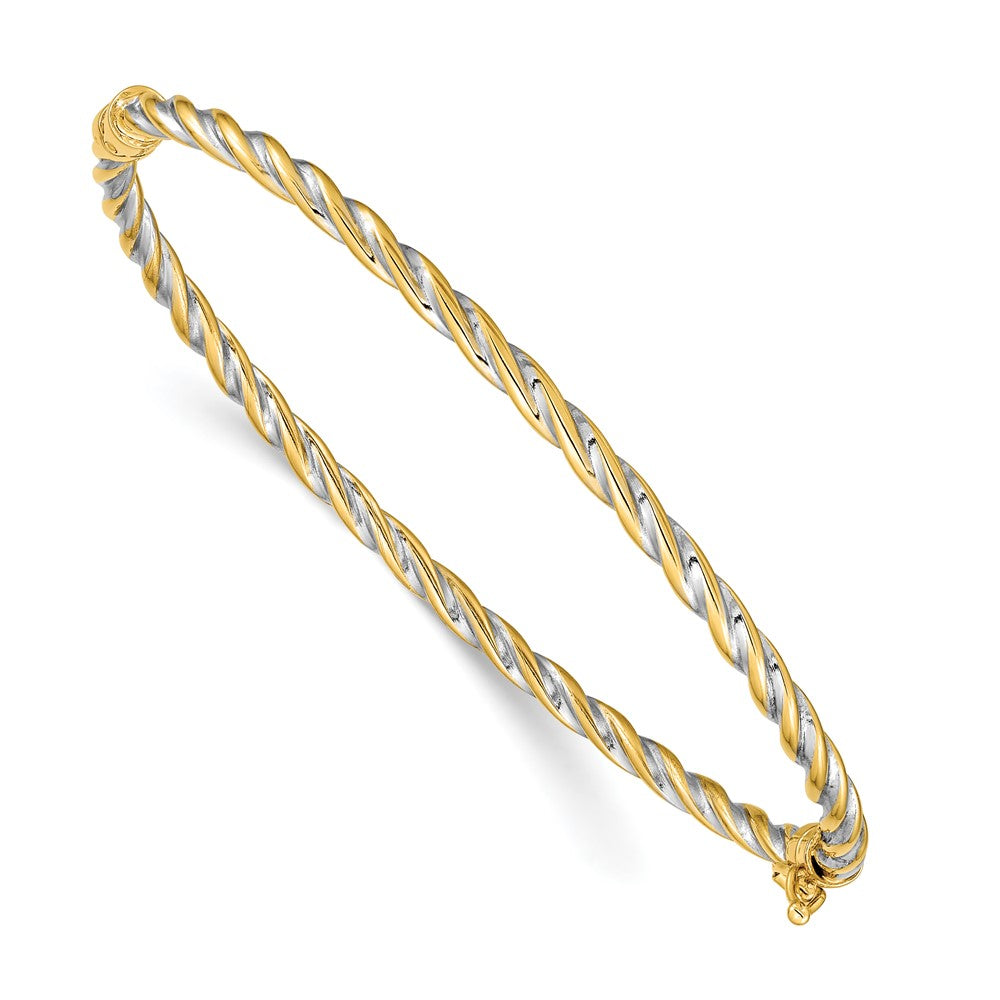 Brazalete tipo brazalete con bisagras pulido en dos tonos de 14k