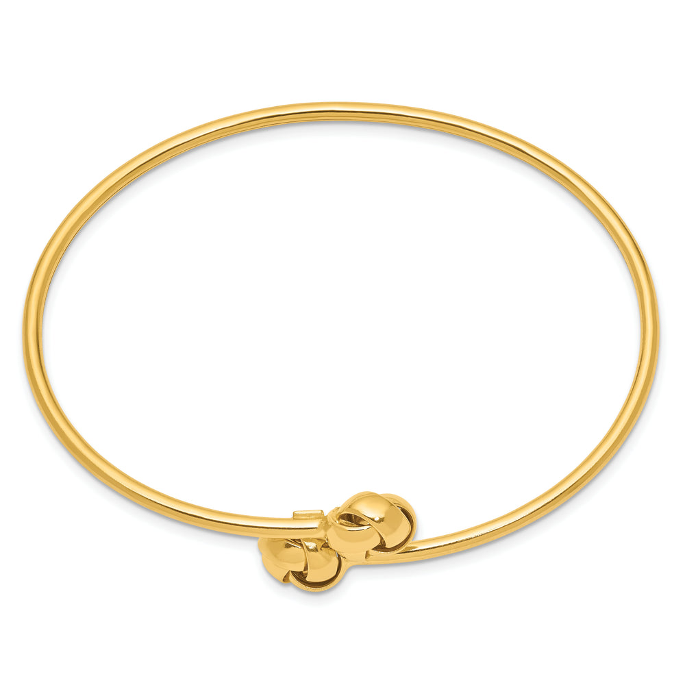 Brazalete Flexible con Nudo de Amor Pulido en Oro de 14k