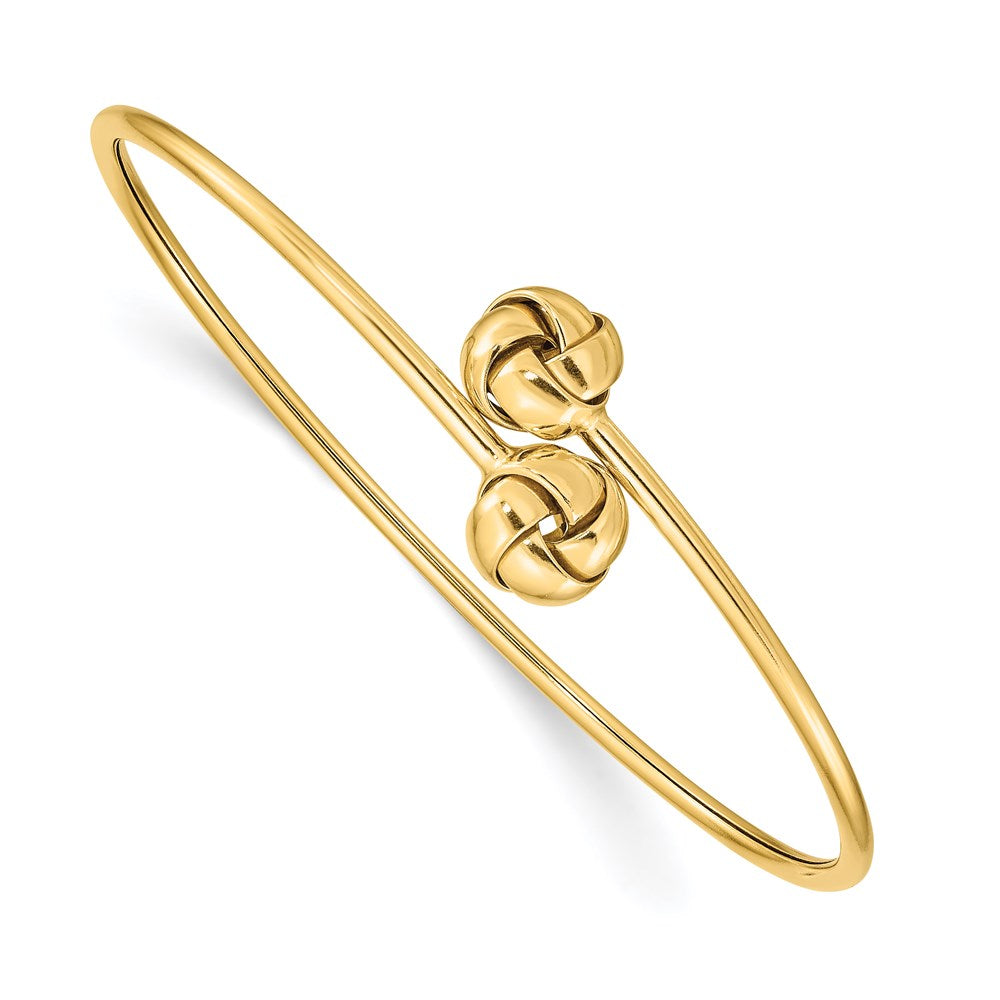 Brazalete Flexible con Nudo de Amor Pulido en Oro de 14k